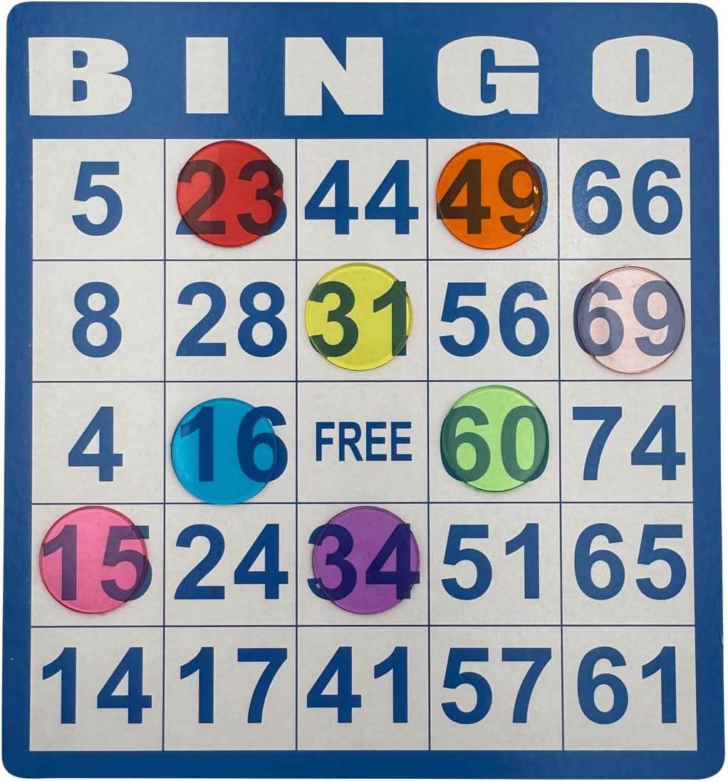 Deluxe Bingo Game Set-Includes Metal Cage with Big Bag,1000 Mixed Color Plastic Chips,100 Large Cards,75 Bingo Balls,Plastic Masterboard, 2 Velvet Bag,Ideal for Large Group and Parties