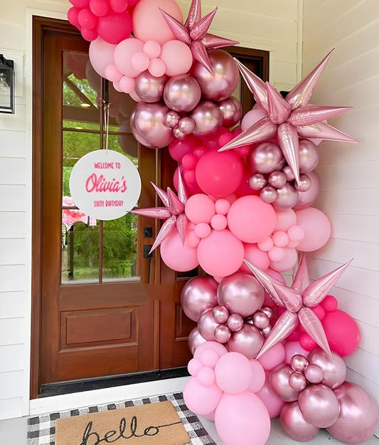 Pink Balloons Metallic Pink Balloon, 60Pcs 12Inch Chrome Deep Light Pearl Hot Pink Latex Balloons for Birthday,Wedding,Baby Shower,Galentines day Decorations