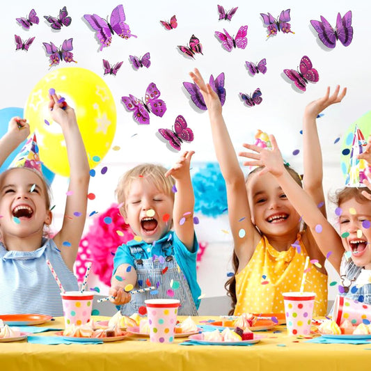 SAOROPEB 3D Butterfly Wall Decor, 72 Pcs Double Layer Butterfly Decorations for Party Decorations Locker Decor Refrigerator Decal, Reusable (Purple)