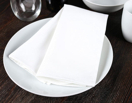 Arkwright Restaurant Cloth Napkins - (Pack of 25) Spun Polyester Dinner Napkin with Hemmed Edges - Ideal for Dinner, Wedding, Party, Banquet, Kitchen, 20 x 20 in, White