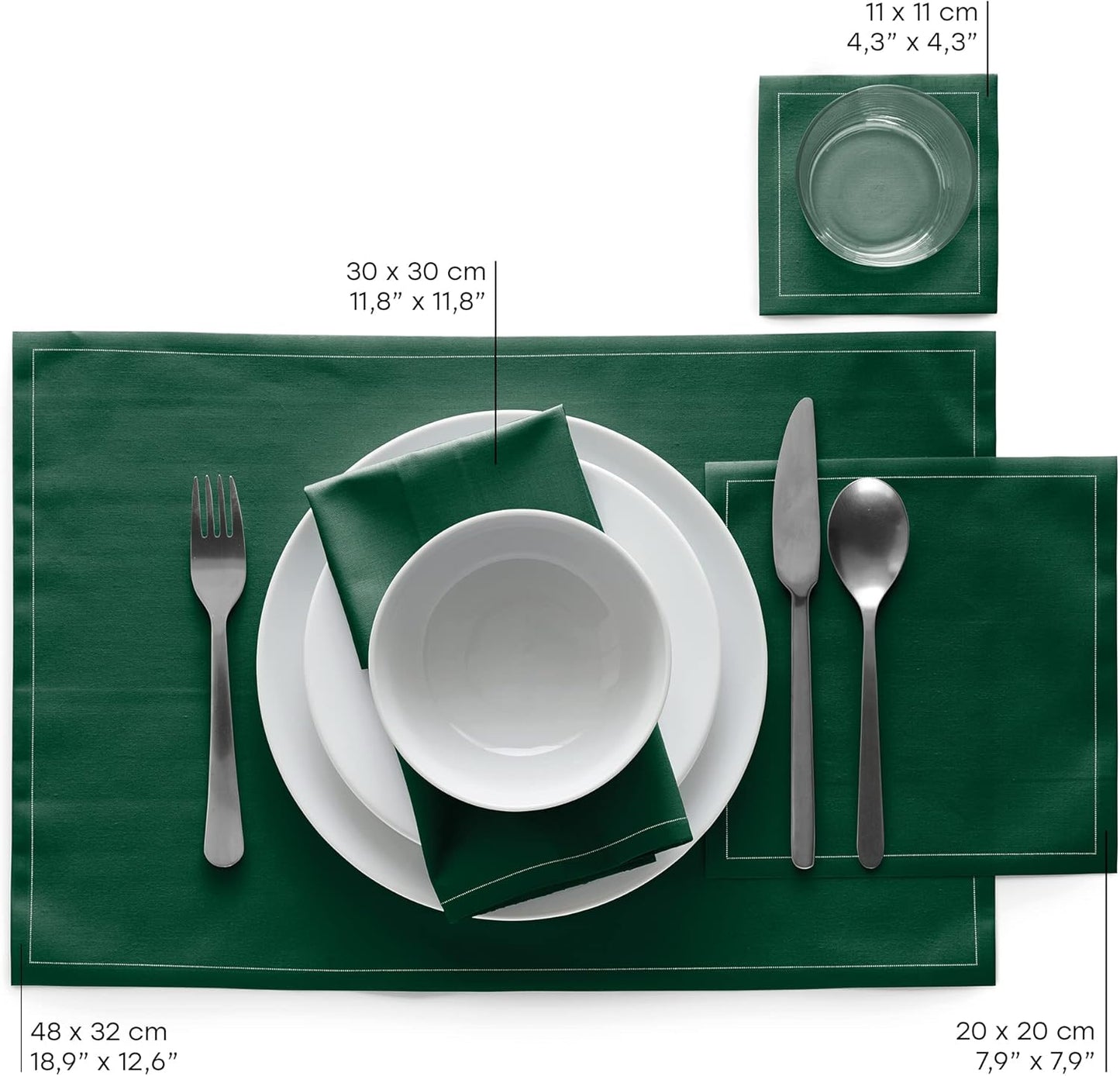 Cotton Cocktail Napkin - 4.3 x 4.3 in - 50 units per roll - English Green