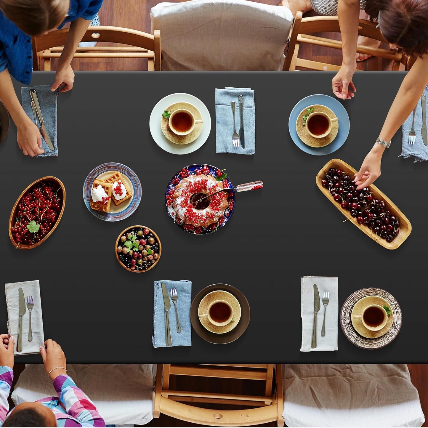 6Pcs Black Rectangle Tablecloth,Disposable Plastic Table Cloth,Waterproof Black Table Cover for Graduation Birthdays Weddings Anniversary Party Decorations,54 x 108 Inch