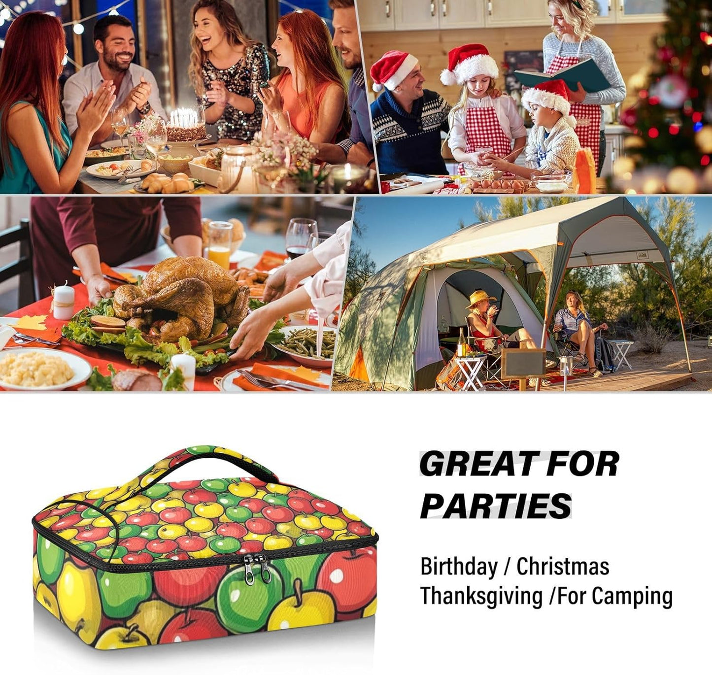 Casserole Carriers for Hot or Cold Food Reusable Casserole Dish Carrier Insulated Thermal Large Capacity Durable Perfect for Party Camping Family Gatherings Yellow Fish