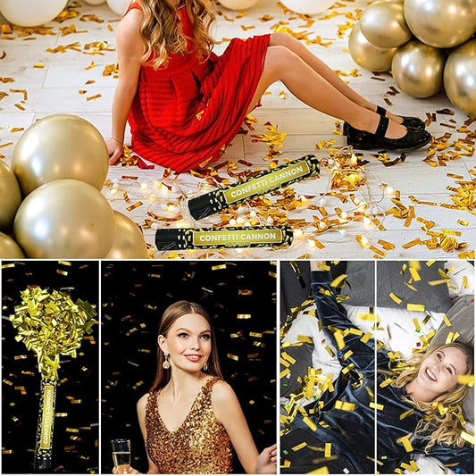 Confetti Cannon Gold Party Poppers - 6 Pack 12 Inch Confetti Poppers for Wedding Celebration Birthday Party Celebration Baby Shower Decorations Christmas New Year Graduation