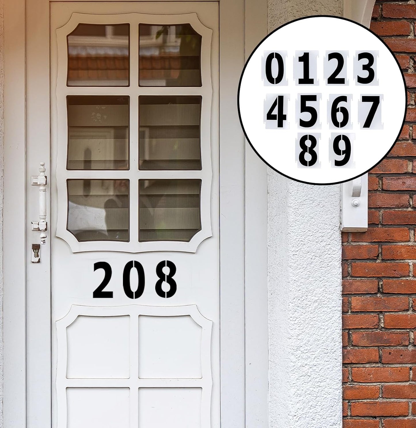 4 Inch Number Stencils for Painting, 0-9 Address Number Stencil Set, 20PCS Plastic Number Stencils, Curb Stencil Kit, Reusable Digital Templates for Painting on Cake Curb Road Wall Wood Mailbox