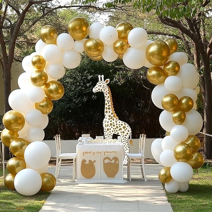 RUBFAC 120pcs Balloons for Birthday Baby Shower Graduation Anniversary Wedding Party Supplies Garland Arch Decoration,5 Inches,Gold