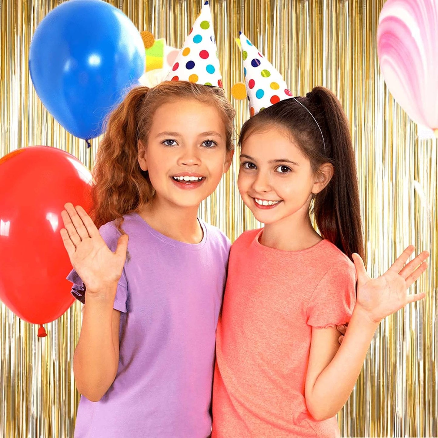 4 Pack Champagne Gold Foil Fringe Curtain Backdrop, 3.28Ft x 6.56Ft Metallic Tinsel Streamers Curtains, Wedding, Thanksgiving, Birthday, Christmas, Halloween Party Decoration