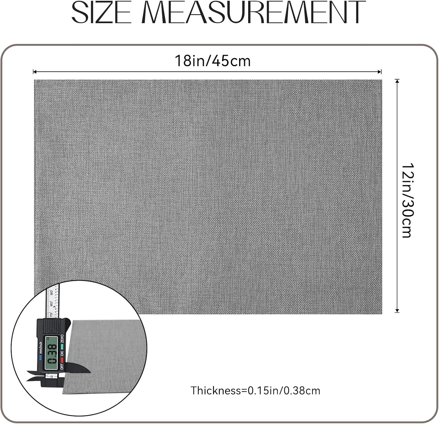 Romanstile Cloth Placemats Set of 6-12 x 18 Inch, Heat Resistant Double Layered Thickened Burlap Place Mats, Washable Faux Linen Farmhouse Table Mats for Kitchen/Dining/Party/Outdoor, Grey