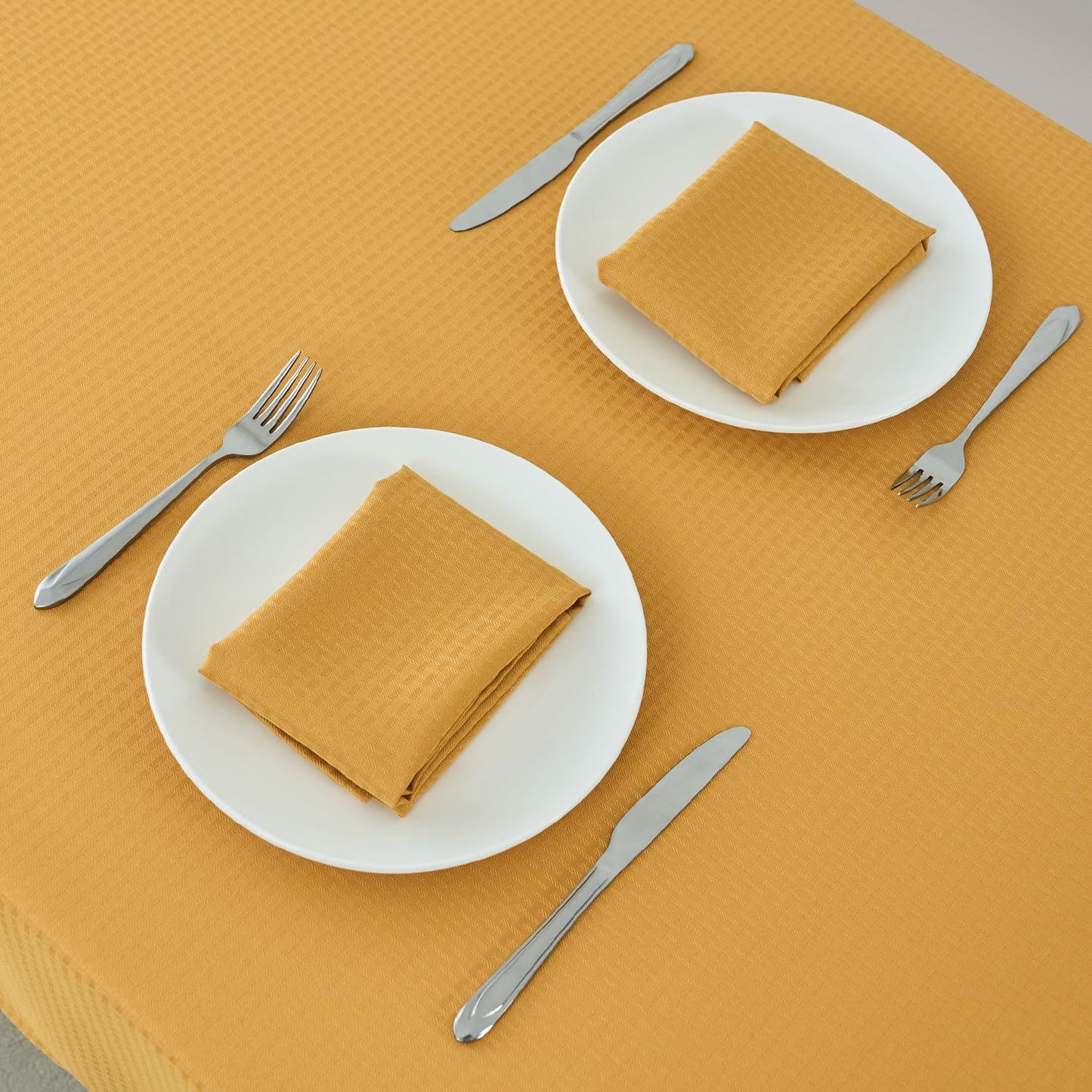 maxmill Cloth Napkins Weaved Texture Pattern Soft Comfortable and Luxury Serviette for Restaurant Family Dinners Weddings Parties and Banquets Set of 4 Pieces, 20 x 20 Inch Ochre Yellow