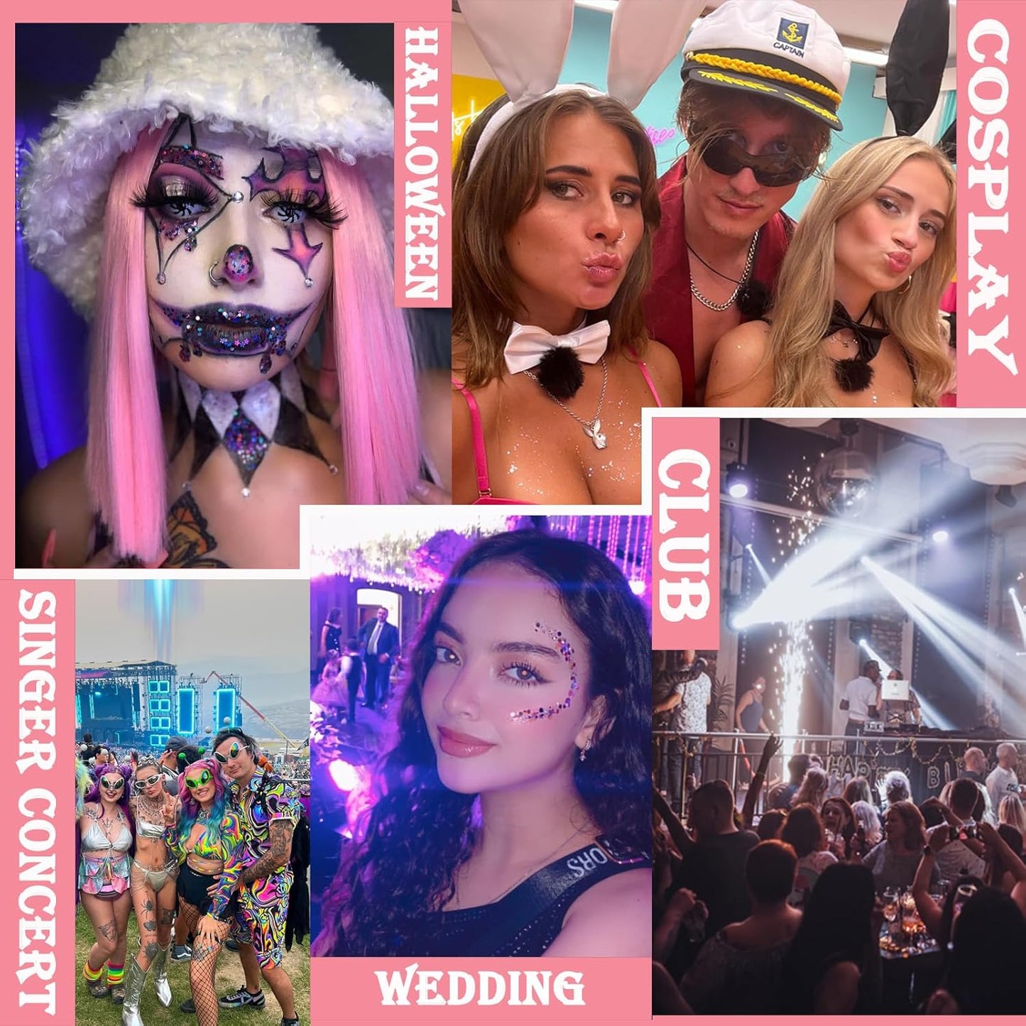 Body Glitter Face Glitter Gel: Singer Concerts Disco Festival Rave Accessories Face Glitter Makeup Chunky Sequins Mermaid Face Body Hair Glitter Gel (2 Red)