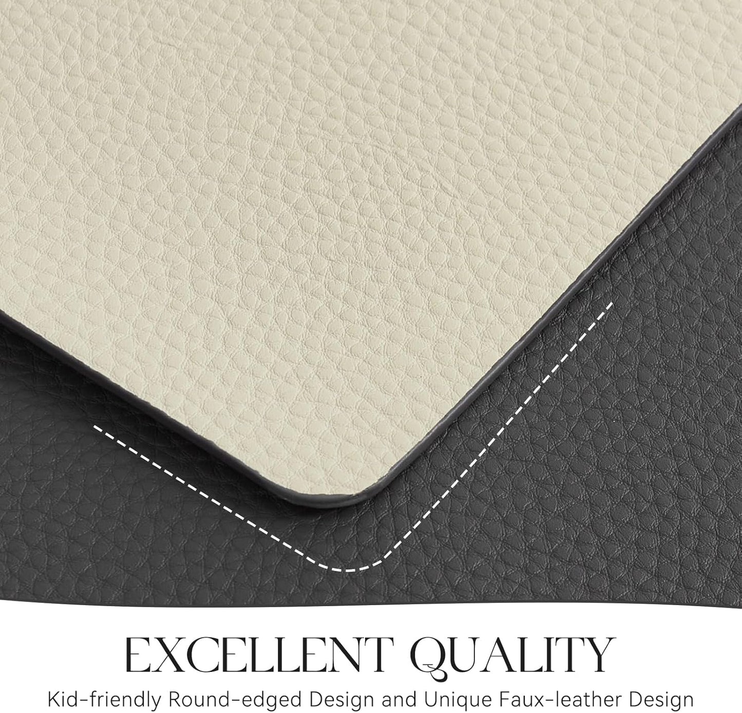 MOSAYT Vinyl Placemats Set of 6, Heat Resistant Place Mats 100% Waterproof Washable & Wipeable Faux Leather Reversible Table Mats for Kitchen Dining Party Indoor Outdoor, 12" x 17", Grey/Beige