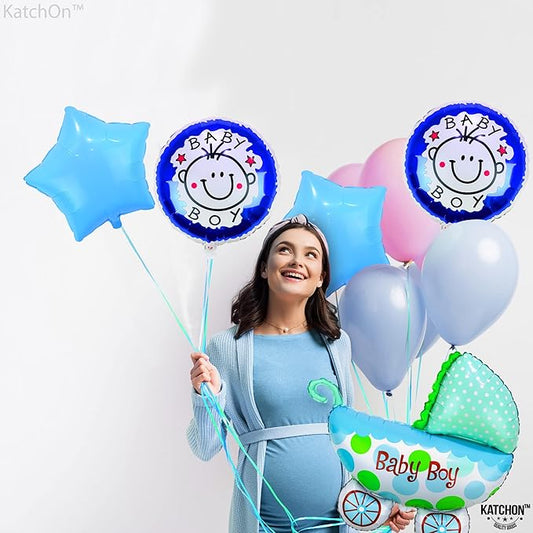 KatchOn, Baby Shower Decorations for Boy - 27 Inch, Pack of 5 | Its A Boy Balloons for Gender Reveal Decorations | Welcome Baby Boy Balloons for Baby Boy Shower