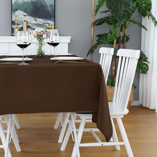 FOLINS&HOME Brown Rectangle Tablecloth 52 x 70 Wrinkle Free Waterproof Polyester Table Cloths, Spillproof Heavy Duty and Washable Table Cover for Party, Banquet, Indoor and Outdoor-Oblong/Rectangular