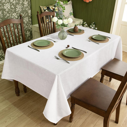 Linen Textured Rectangle Tablecloth, Slubby Lightweight Table Cloth 52 x 70 Inch, Water Resistant Stain Resistant Farmhouse Burlap Table Cover for Kitchen Dining Room