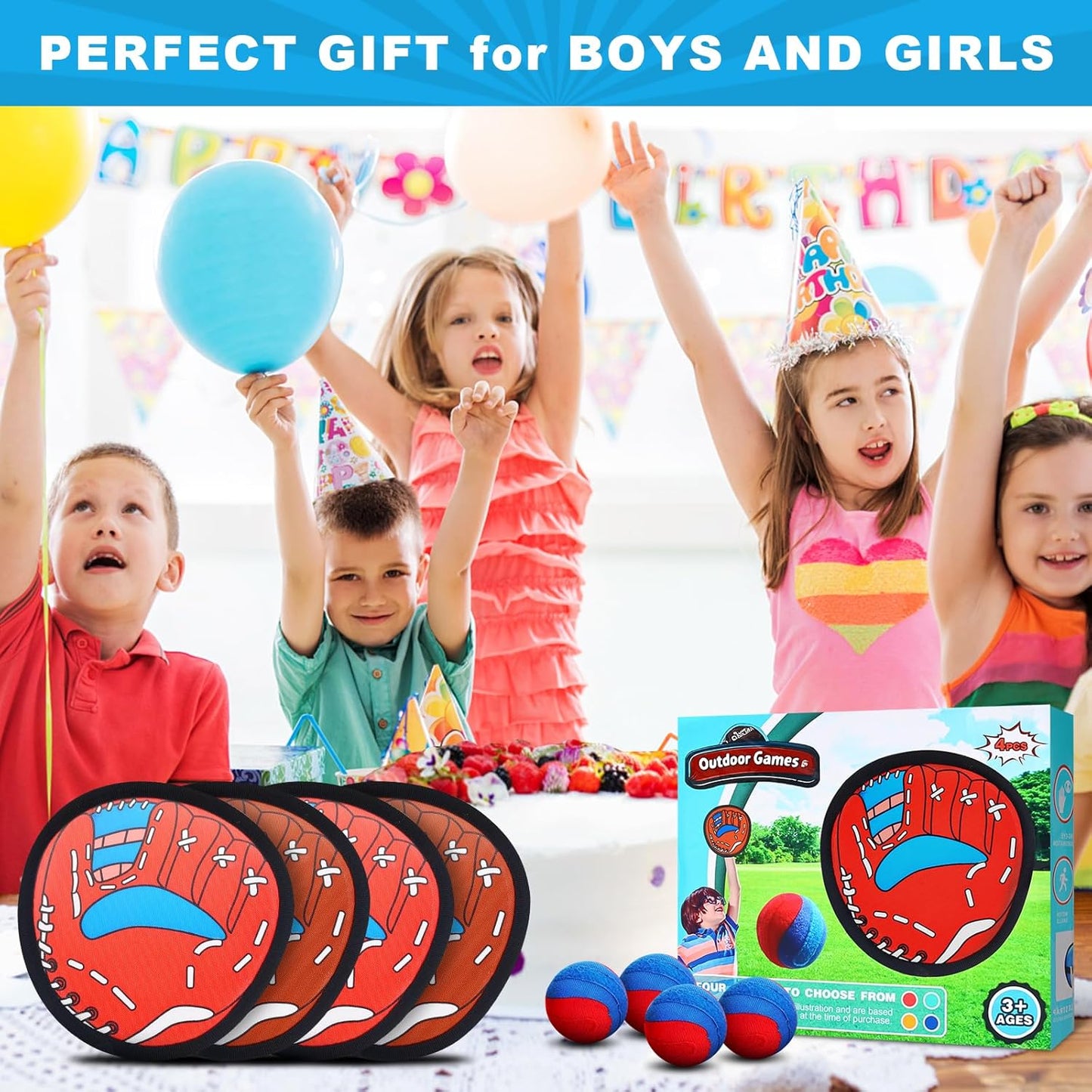 Toss and Catch Ball Game Outdoor Toys for Kids,Toddler Baseball Training Glove,Baseball Beach Pool Yard Outside Game for 3 4 5 6 7 8 9 10 Year Old Boys Girls