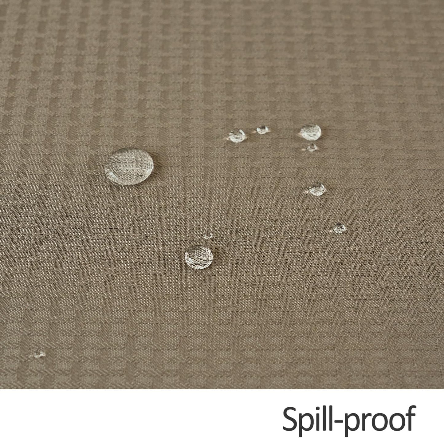 maxmill Round Weaved Texture Design Tablecloth Spill-Proof Wrinkle Free Soft Washable Table Cloth for Circular Table Cover, for Dining Room Buffet Banquet Parties Holiday Dinner, 70 Inch Brown