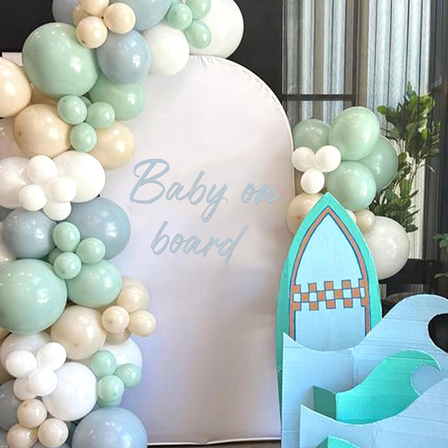 Baby On Board Decal - Baby Shower Party Decorations,Gender Reveal Party Decor Decals,Photography Background Decal (Blue Baby on Board)
