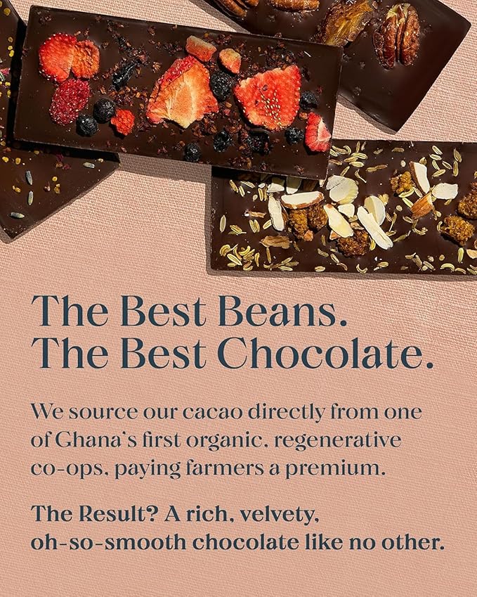 Spring & Mulberry Dark Chocolate Bars – Healthy Chocolate, Date-Sweetened - Mulberry Fennel 3 Pack