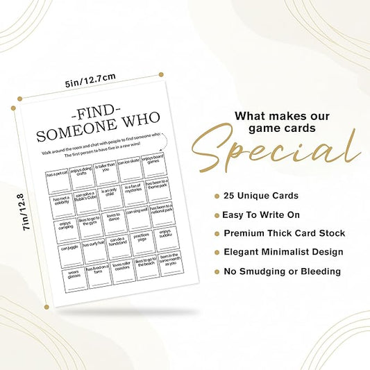 Sahjzk Find Someone Who Bingo Cards, 25 Unique Sheets, Team Building Games for Work, Icebreaker Fun, Engaging Office Games, Team Building Activity for Employees and Groups