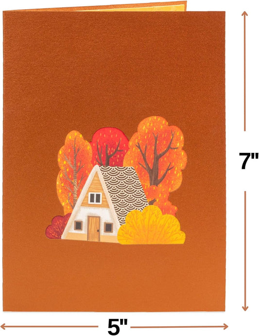 Paper Love 3D Fall Foliage Pop Up Card, For Autumn, Thanksgiving, Halloween, Thank You, Thinking of You or Just Because - 5" x 7" Includes Envelope and Removable Note Tag