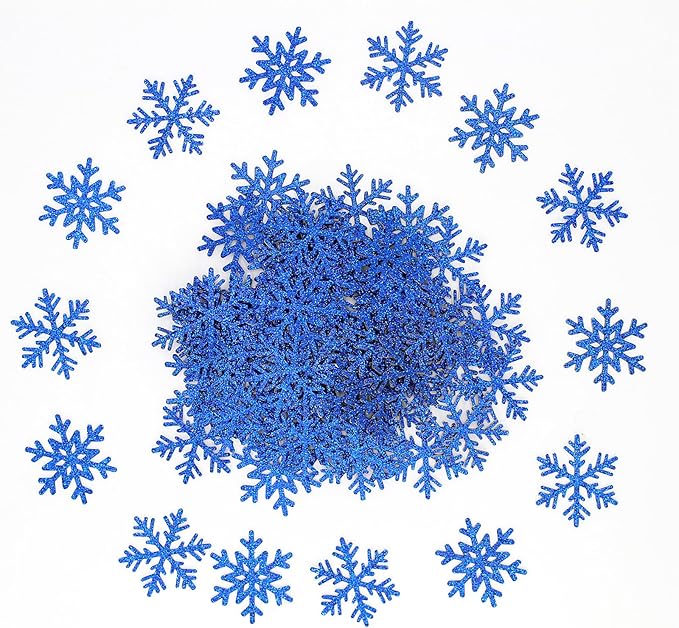 200PC Snowflake Confetti Dark Blue Christmas Confetti Snowflakes Table Scatter For Winter Holiday Birthday Baby Shower Party Decorations