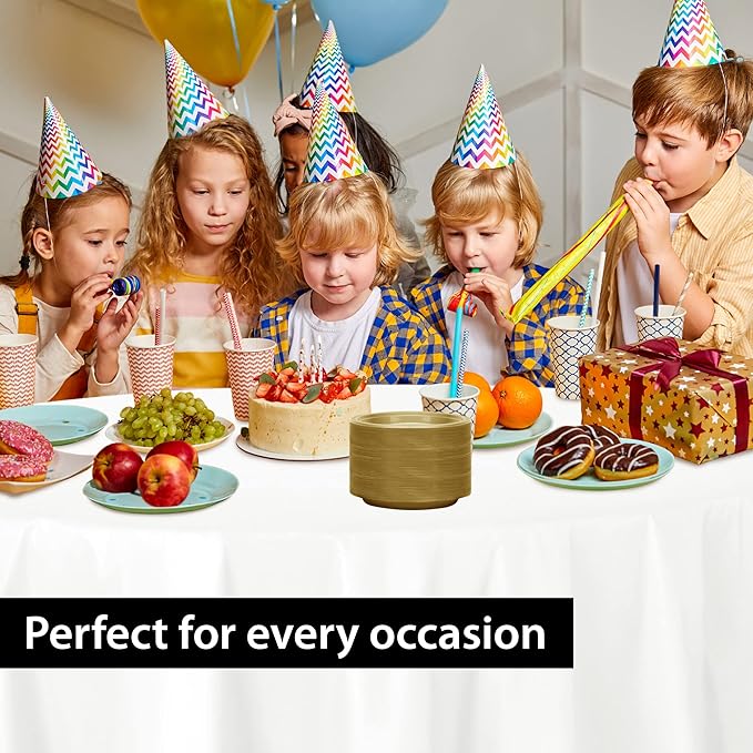 Gold Solid Color Premium Heavy Weight Plastic Appetizer Plate (7") 50 Count - Elegant & Durable, Perfect for Parties & Events