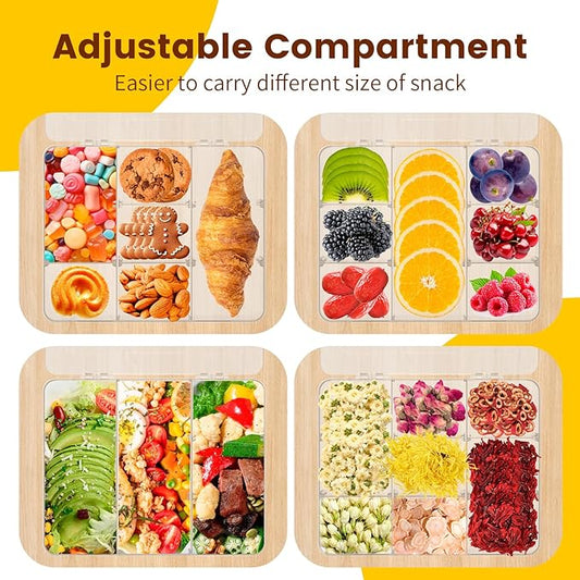AQSXO 12 Pcs Snack Box Container, 9 Compartments Snack Containers Reusable Meal Prep Lunch Containers.