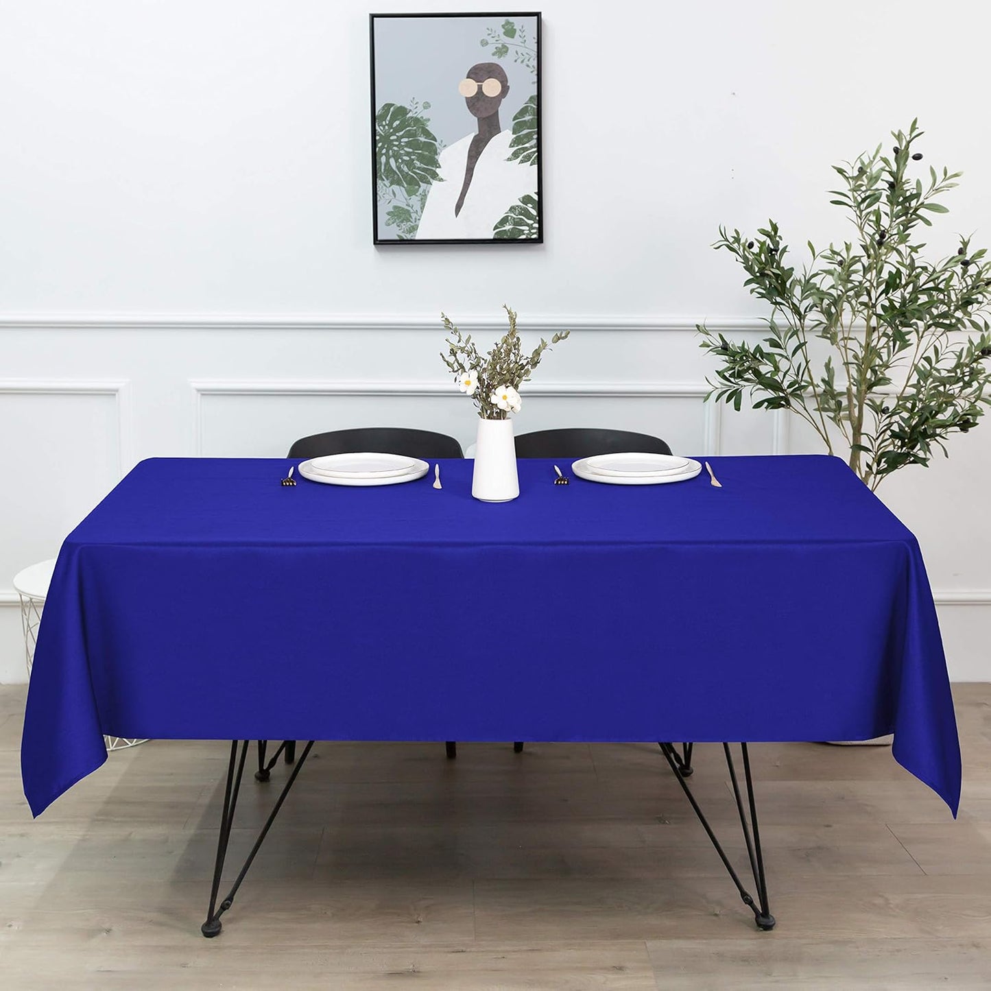 sancua Square Tablecloth - 54 x 54 Inch - Stain and Wrinkle Resistant Washable Polyester Table Cloth, Decorative Fabric Table Cover for Dining Tables, Buffet Parties and Camping, Blue