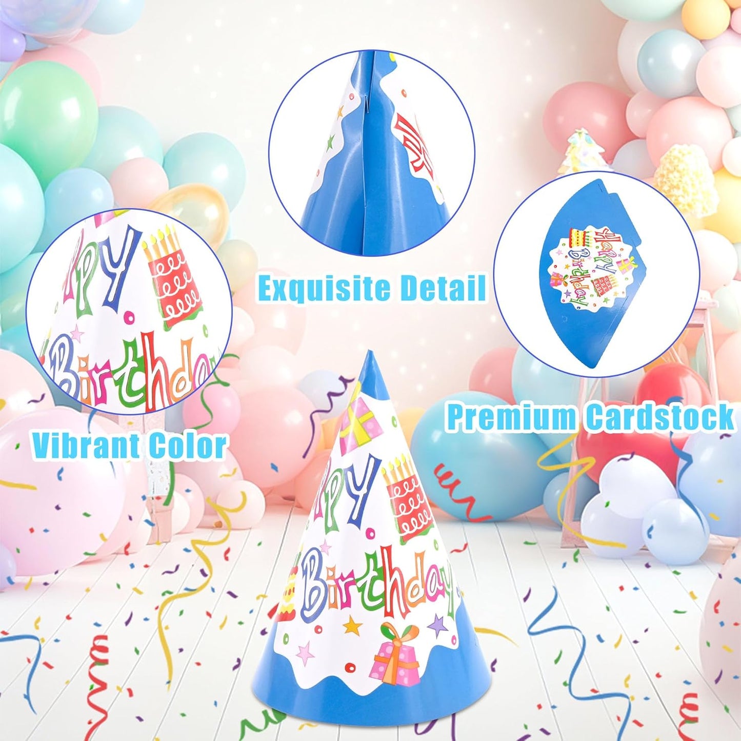 CANREVEL Party Hats for Kids and Adults, Party Supply for Party Decorations, Party Headwear for Birthday Celebration