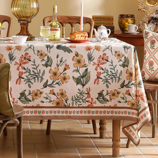 Designer Floral Linen Square Tablecloth,Fall William Morris VintageTable Cloth,Anti-Wrinkle Tablecloths,Decor Table Cover for Kitchen,Dining,Thanksgiving,Home,Christmas,67"*67"-Athea
