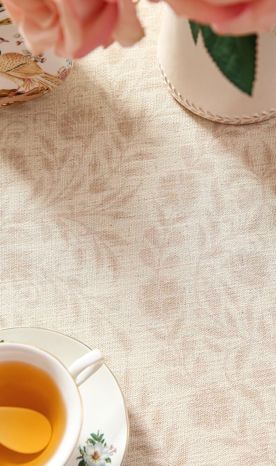 Designer Vintage Linen Small Round Tablecloth,Indian Floral Wrinkle Free Soft Tablecloths,Decor Table Cover for Kitchen,Dining,Thanksgiving,Christmas,Diameter 55"-Flowershadow E