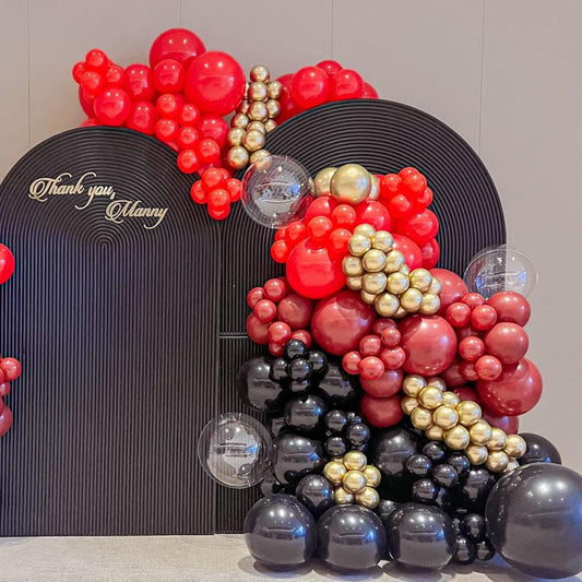 Maroon Gold Black Balloons Arch Red Burgundy Gold Balloons Garland Fantasy Theme Birthday Party New Year Graduation Decoration Transparent Latex Helium Balloon Metallic Casino Balloon