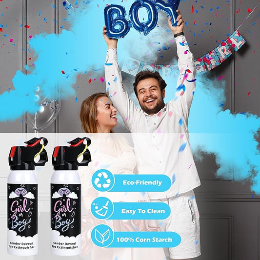 Baby Gender Reveal Fire Extinguisher; Colorful Smoke Powder Spray; 100% Safe and Eco-Friendly Gender Reveal Party Idea (100g blue 2pcs)