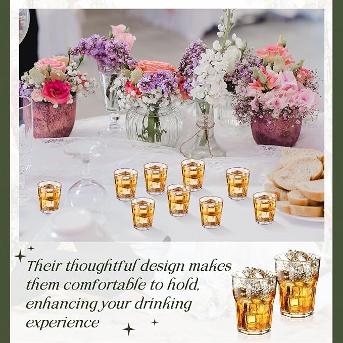 Tioncy 50 Pcs Acrylic Drinking Glasses 1.1oz Small Whiskey Glass Clear Shot Glasses Bulk Unbreakable Stackable Mixed Drinkware Mini Beer Mug for Drinking Bars Wine Vodka