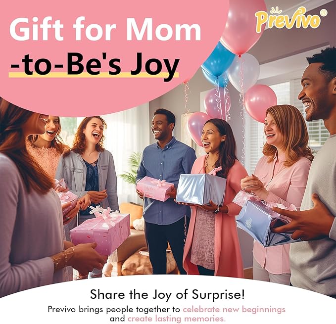 Previvo Gender Reveal Confetti Powder Cannon - 6 Pack Pink Baby Gender Reveal Poppers - 100% Biodegradable Powder Smoke - Baby Party Supplies