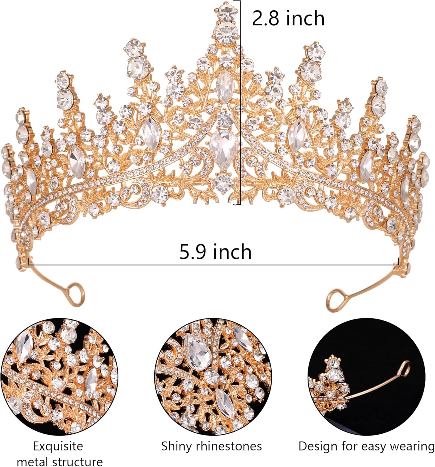Tiaras and Crowns for Women Crystal Princess Tiaras Rhinestone Queen Crowns For Wedding Bridal Birthday Prom Pageant Party (Tiara 100)