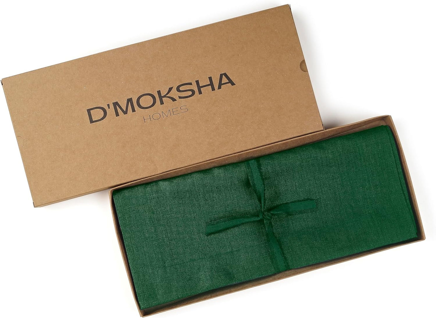 D'Moksha Homes Linen Forest Green Table Runner 120 Inches Long - 100% Pure Linen Dining Table Runner 14 x 120 Inch for Fall, Autumn and Halloween - Machine Washable