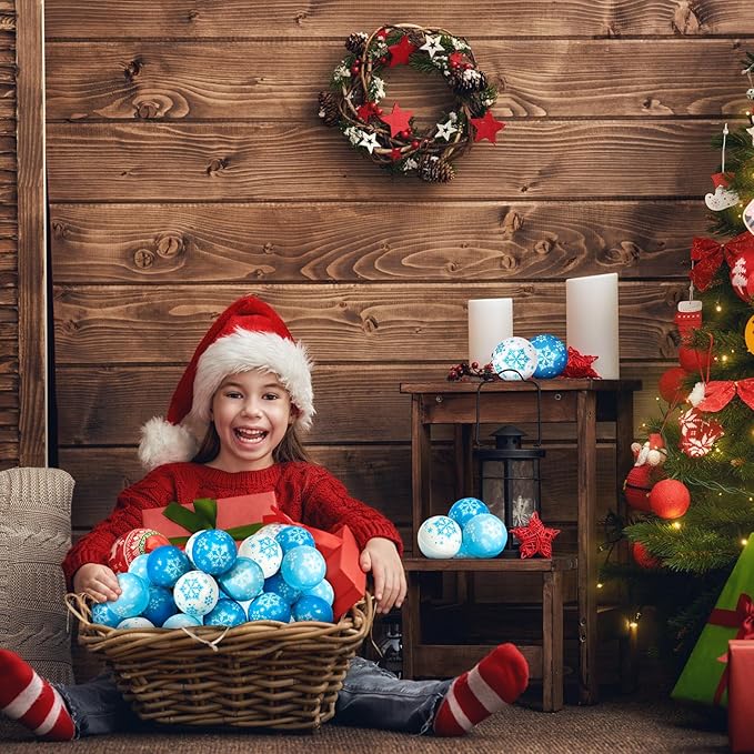 Zhanmai Winter Snowflake Stress Balls Bulk Snow Squeeze Balls Stress Relief Ball for Winter Holiday Decorations Goodie Bag Fillers(60 Pcs,2.48 Inch)