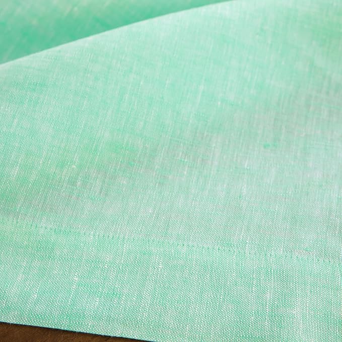 Solino Home Linen Tablecloth 60 x 90 Inch - 100% Pure Linen Chambray Aqua Table Cloth for Rectangle Tables - Athena, Machine Washable Tablecloth for Winter, Spring, Easter