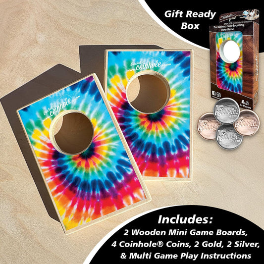 Coinhole Desktop Coin Bouncing Party Game Set | Tabletop Cornhole Board Game | Small Cornhole Travel Game Includes Coins