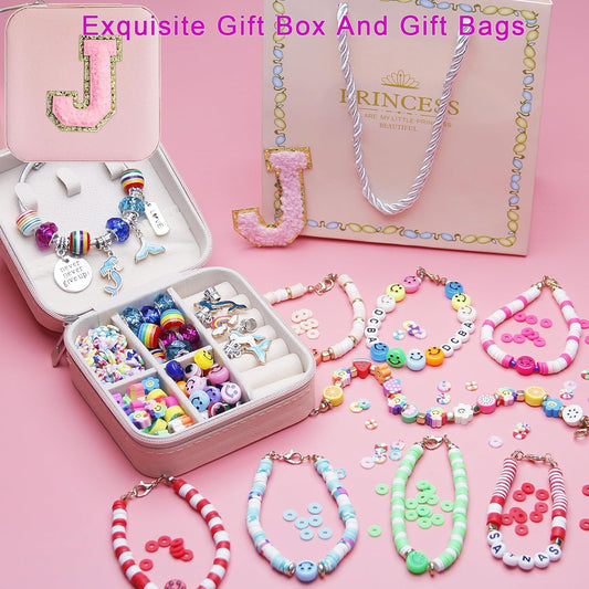 3900 Pcs Girls Bracelet Making Kit, Beads Jewelry Making Kit, Unicorn/Mermaid DIY Crafts Birthday Christmas Gifts with Organizer Box for Friendship Bracelets kits, Girls Ages 5 6 7 8-12 Years Old