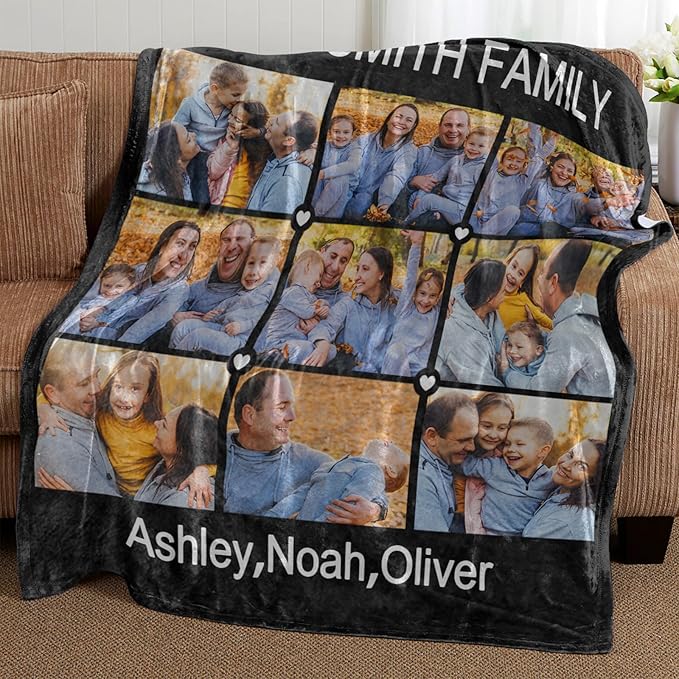 Mothers Day Blanket Gifts for Mom,Custom Blanket with Picture Text Personalized Photo Throw Blanket Customized New Moms Gift from Daughter Son Husband, Birthday Gift for Wife Grandma Grandmother Women