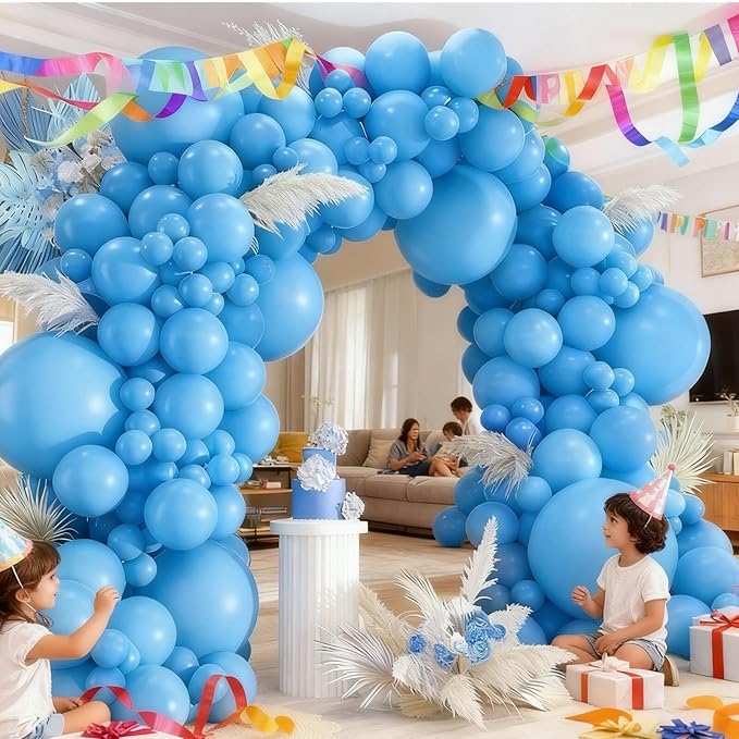 412pcs Light Blue Balloons Different Sizes 18 12 10 5 Inch, baby blue balloon Arch Kit for Birthday Gender Reveal Baby Shower Party Decoration
