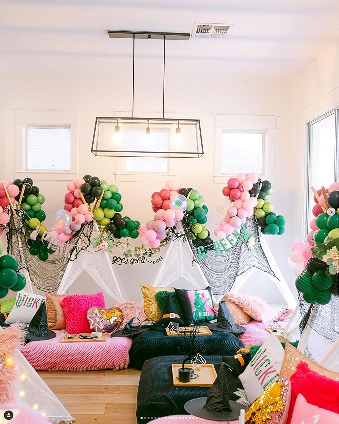 Pink and Green Balloons, 50 Pcs 12 Inch Pastel Pink and Green Balloons, White and Metallic Gold Latex Balloon for Witch Birthday Party Wedding Baby Shower Pajama Party Decor