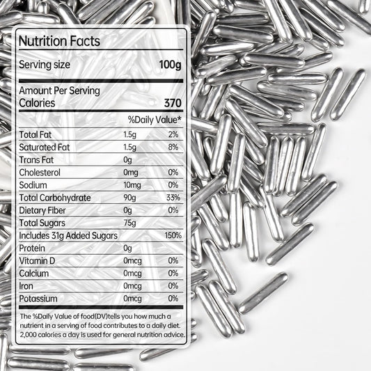 Christmas Silver Rods Sprinkles, Sugar Sprinkles For Cake Decorating, 150g/5.29oz, Food Grade, Foodgrade Decoration, Cupcake Toppers, Donuts, Cookies, Holiday, Birthday Party, Christmas Supplies