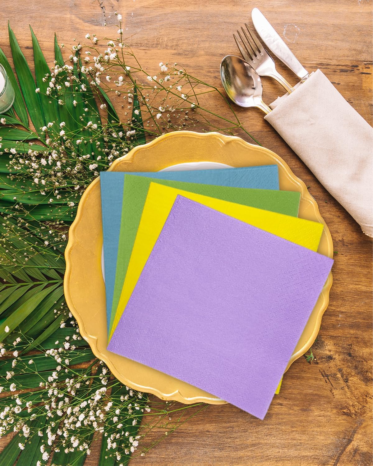 240 Count Dinner disposable Napkins Paper 24 colors Napkin for Cocktail Birthday, Wedding, Party, Lunch, Dessert Napkins(5 * 5inch)