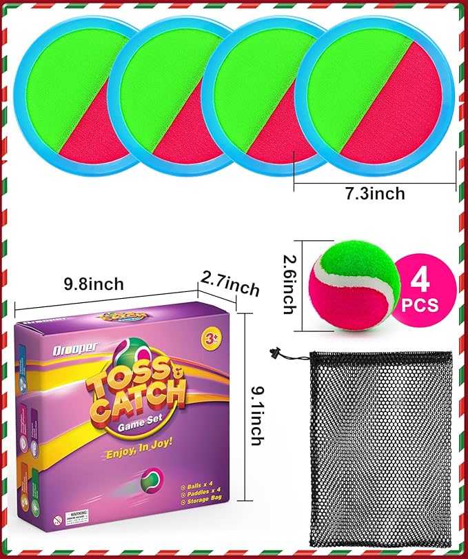 Qrooper Kids Toys Toss and Catch Game Set Valentines Day Gifts for Kids Toddler, Toys for 3 4 5 6 7 8 Year Old Boys Girls Birthday Gift, Yard Outdoor Games for Kid Ages 4-8 8-12 Beach Pool