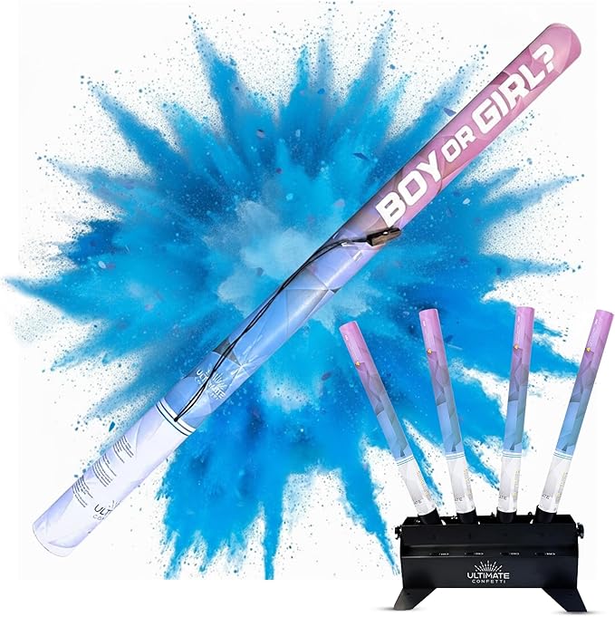 Ultimate Confetti - Electric Blue Powder Cannon Cartridge 32” - Pre-Filled with Food-Grade Powder, Leak-Resistant Gender Reveal Poppers Cannon, Requires EC-1 or EC-4 Confetti Machine to Activate