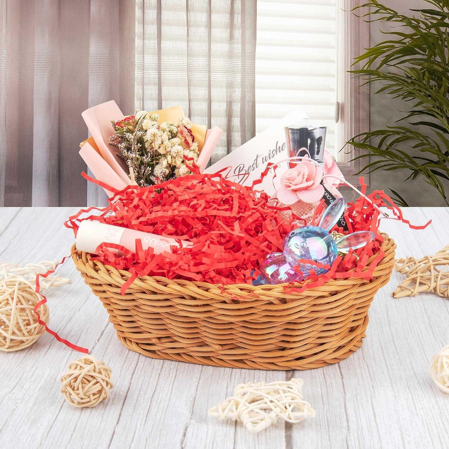 Caleihd 1/2 LB Crinkle Cut Paper Shredded Filler Paper for Gift Baskets Gift Box Confetti Paper Shreds Decoration Stuffing for Birthday, Weddings, Anniversaries, Christmas Wrapping Red