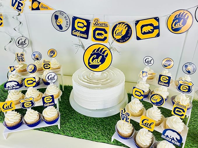Cal Party Supplies for Football, Birthday Gift, UC Berekeley Graduation Party Banner and Cake Toppers (42 Pieces) (California Berkeley Golden Bears)